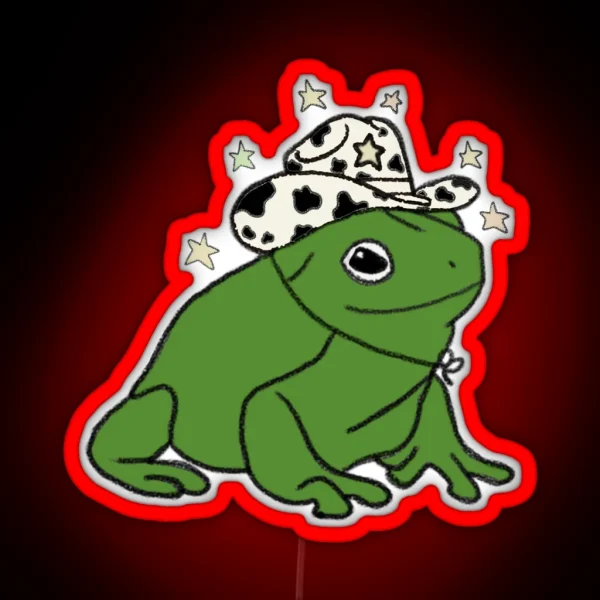 Frog With A Cowboy Hat RGB Neon Sign