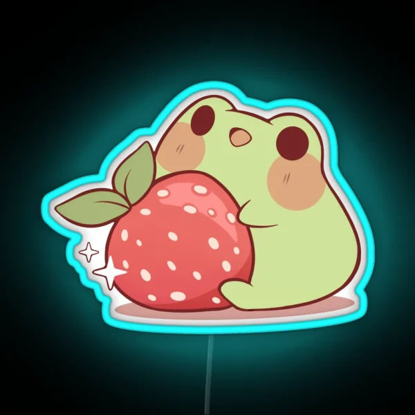 Frog With Strawberry RGB Neon Sign