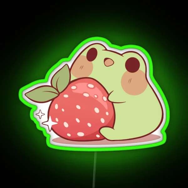 Frog With Strawberry RGB Neon Sign