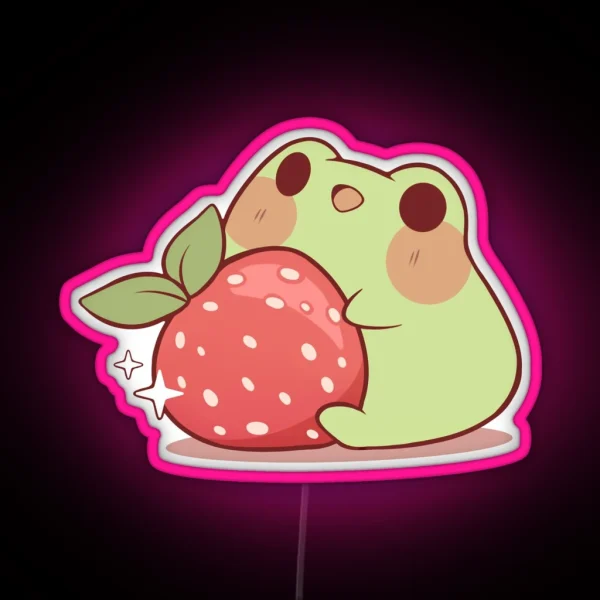 Frog With Strawberry RGB Neon Sign