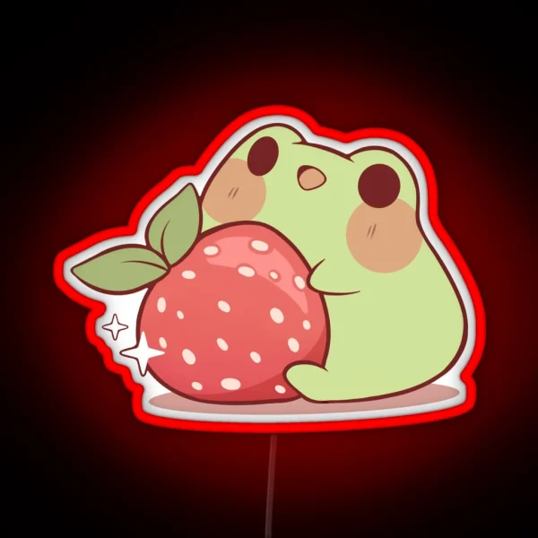 Frog With Strawberry RGB Neon Sign