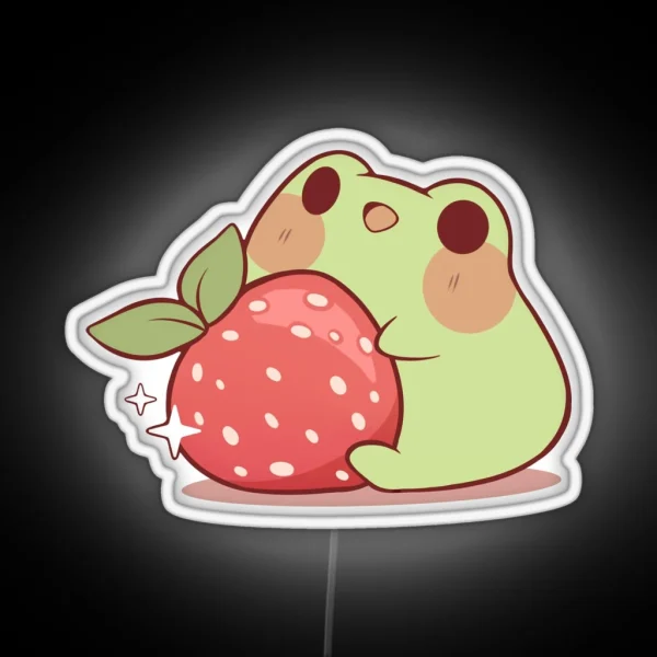 Frog With Strawberry RGB Neon Sign