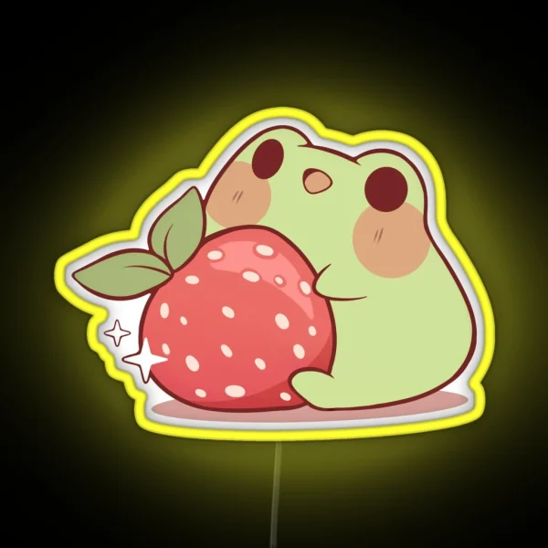 Frog With Strawberry RGB Neon Sign