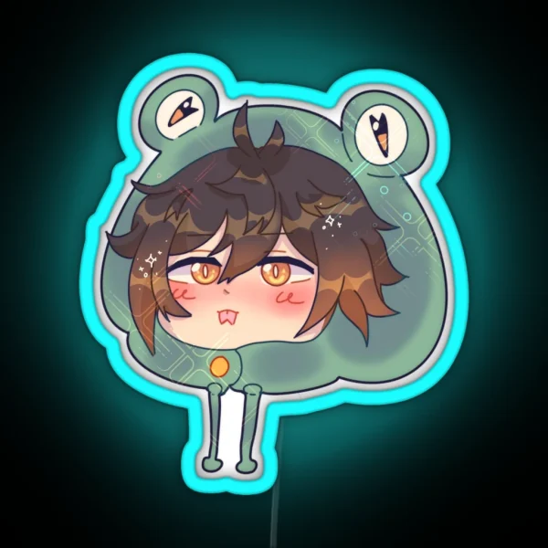 Froggy Hat Zhongli RGB Neon Sign