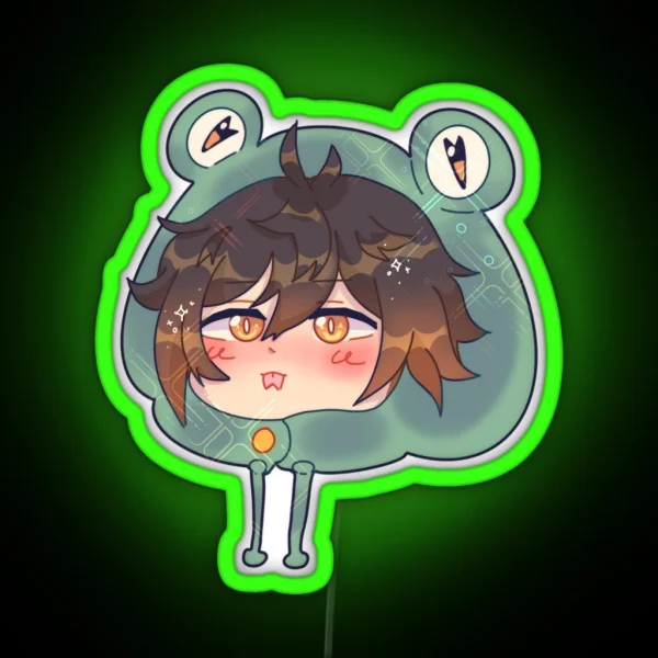 Froggy Hat Zhongli RGB Neon Sign