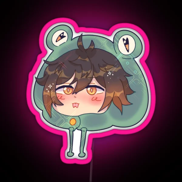 Froggy Hat Zhongli RGB Neon Sign