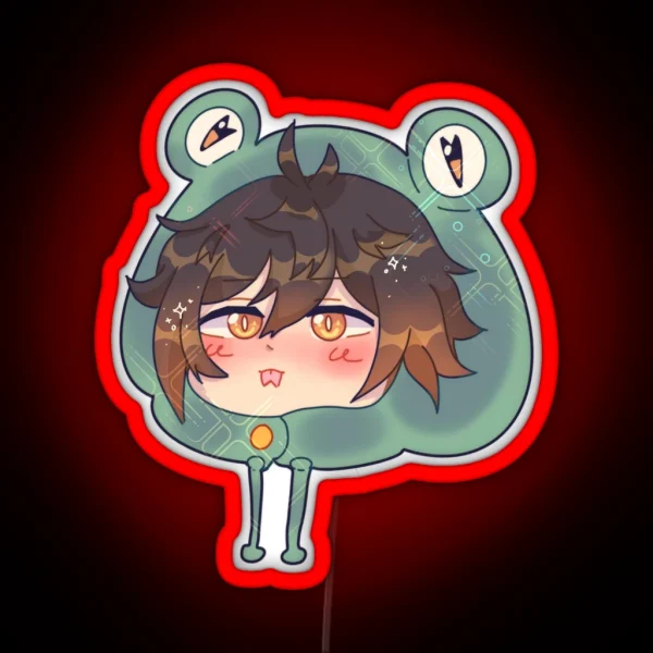 Froggy Hat Zhongli RGB Neon Sign
