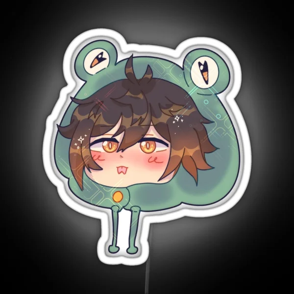 Froggy Hat Zhongli RGB Neon Sign