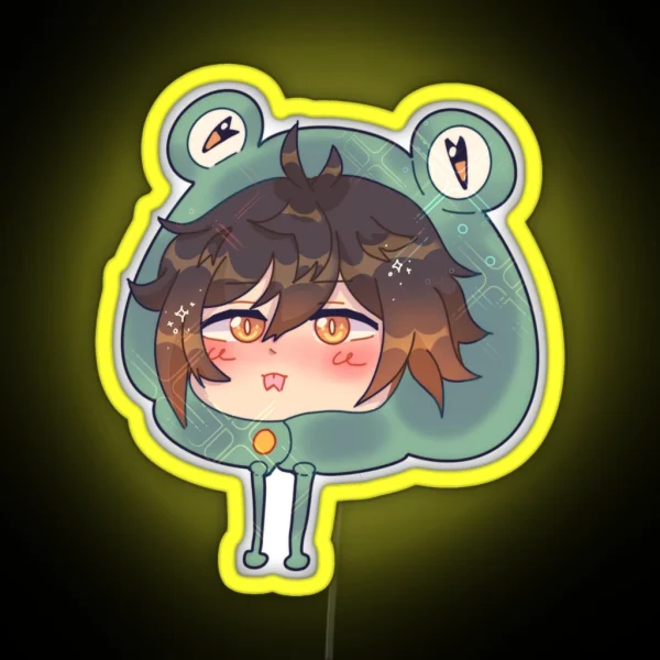 Froggy Hat Zhongli RGB Neon Sign