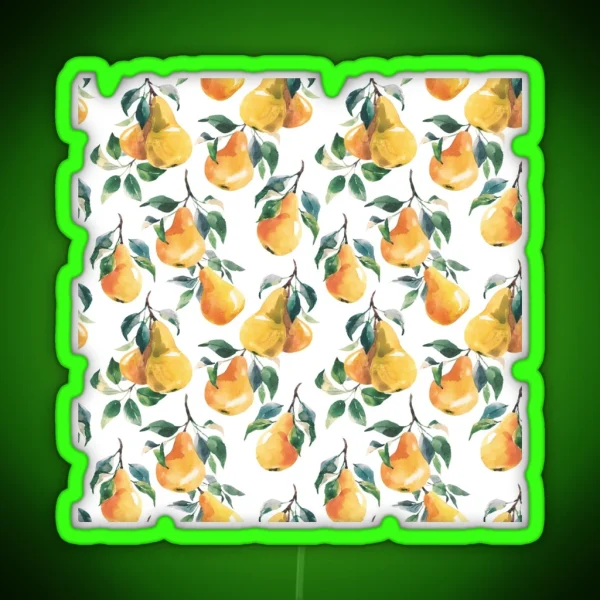 Fruit Design Pattern Colorful And Playful Pears RGB Neon Sign