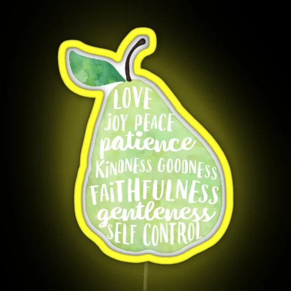 Fruit Of The Spirit Watercolor Pear RGB Neon Sign