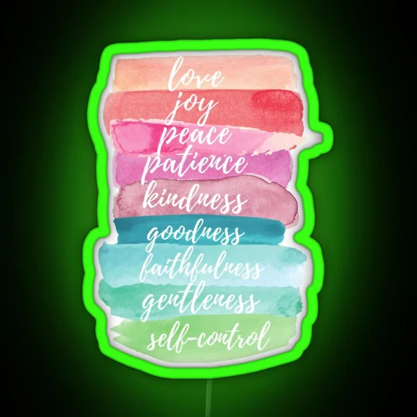 Fruit Of The Spirit Watercolor Rainbow Design RGB Neon Sign