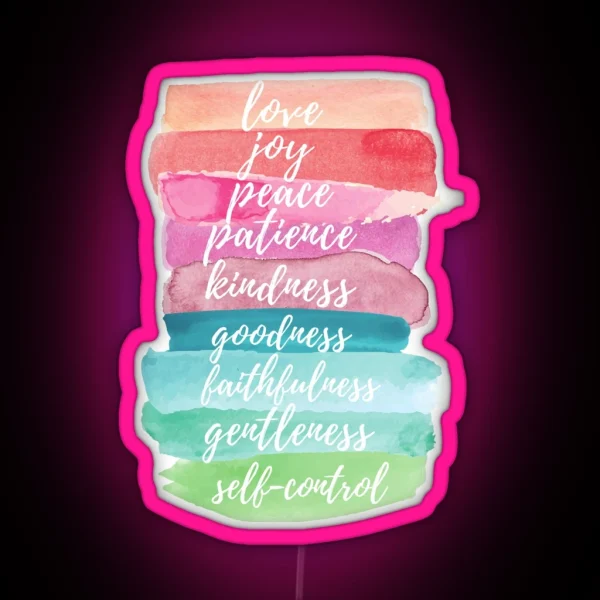 Fruit Of The Spirit Watercolor Rainbow Design RGB Neon Sign