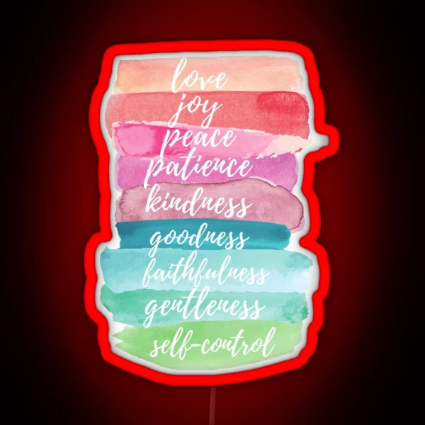 Fruit Of The Spirit Watercolor Rainbow Design RGB Neon Sign