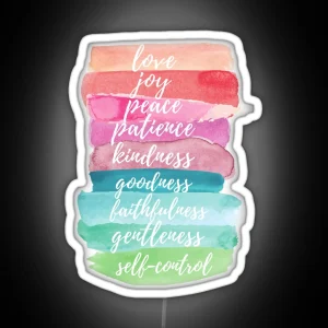 Fruit Of The Spirit Watercolor Rainbow Design RGB Neon Sign