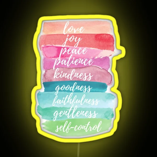 Fruit Of The Spirit Watercolor Rainbow Design RGB Neon Sign