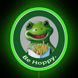 Fry Loving Frog Be Hoppy RGB Neon Sign