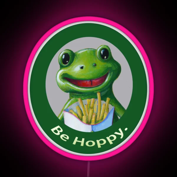 Fry Loving Frog Be Hoppy RGB Neon Sign