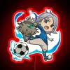 Neon RGB lit Inazuma Eleven chibi character wall decoration light.