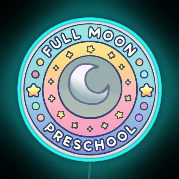 Full Moon Preschool Logo Circle RGB Neon Sign