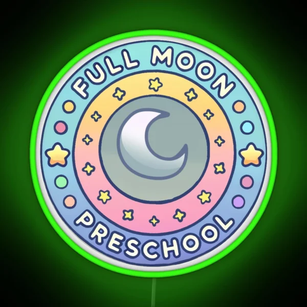 Full Moon Preschool Logo Circle RGB Neon Sign