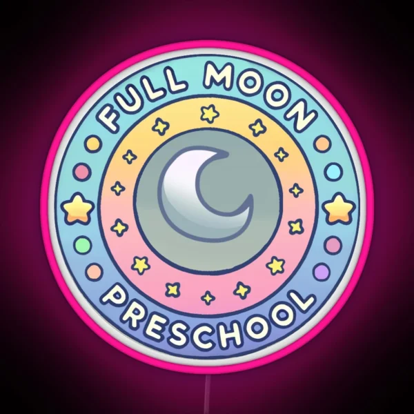 Full Moon Preschool Logo Circle RGB Neon Sign