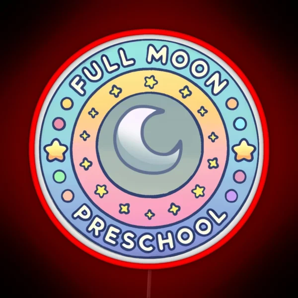 Full Moon Preschool Logo Circle RGB Neon Sign