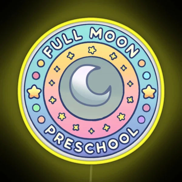 Full Moon Preschool Logo Circle RGB Neon Sign