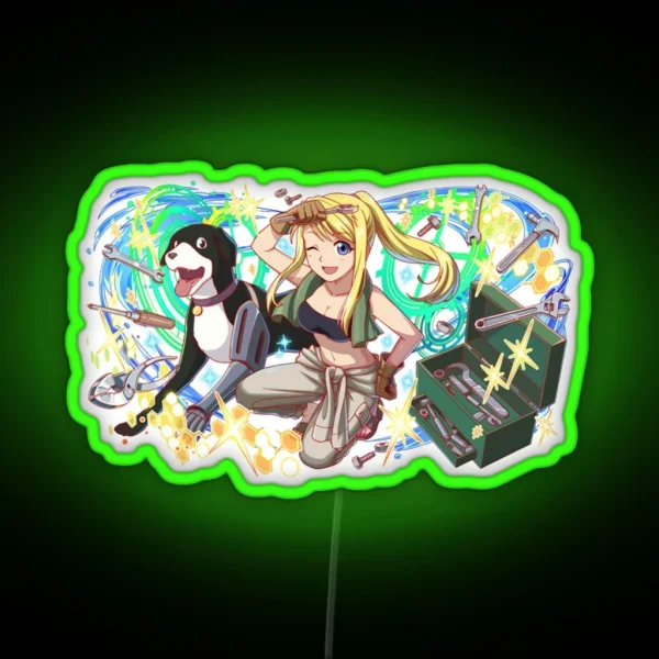 Fullmetal Alchemist Winry Rockbell And Den RGB Neon Sign