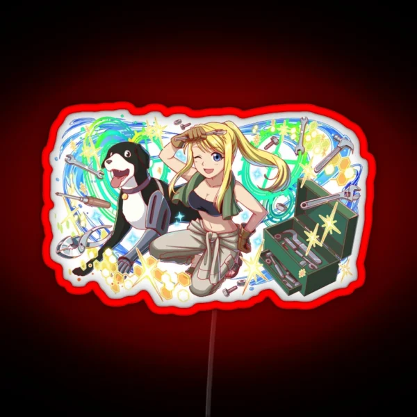 Fullmetal Alchemist Winry Rockbell And Den RGB Neon Sign