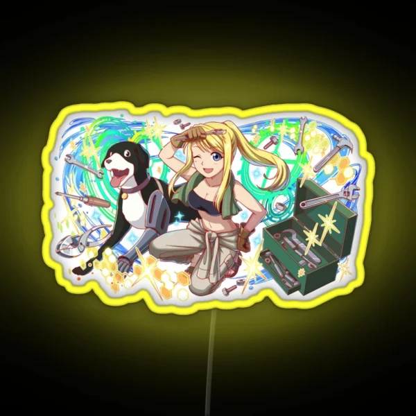 Fullmetal Alchemist Winry Rockbell And Den RGB Neon Sign