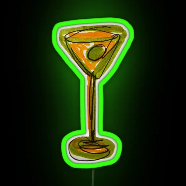 Funky Green Wine Glass RGB Neon Sign
