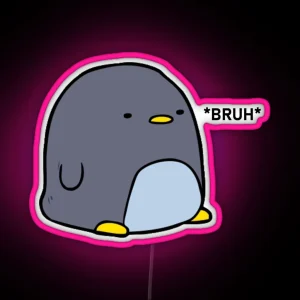 Funny Animated Penguin Meme RGB Neon Sign