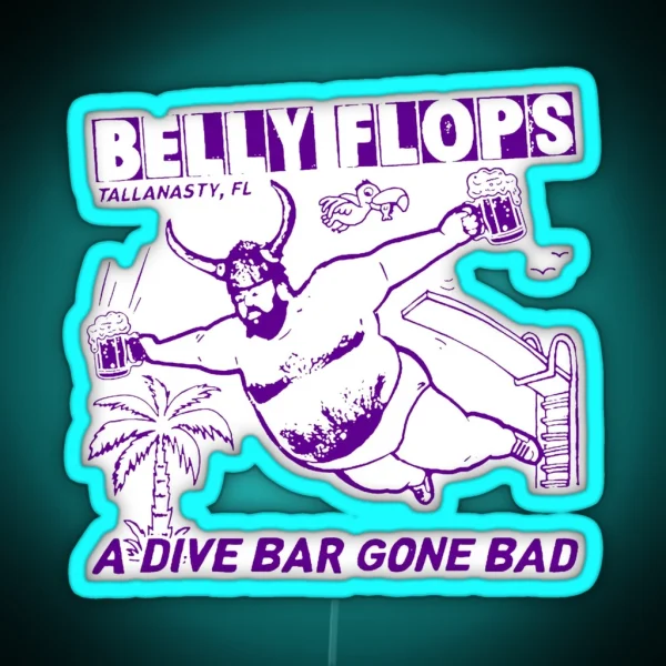 Funny Beer Belly Flop Pub Weird Tequila Mezcal RGB Neon Sign