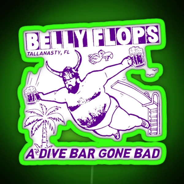 Funny Beer Belly Flop Pub Weird Tequila Mezcal RGB Neon Sign