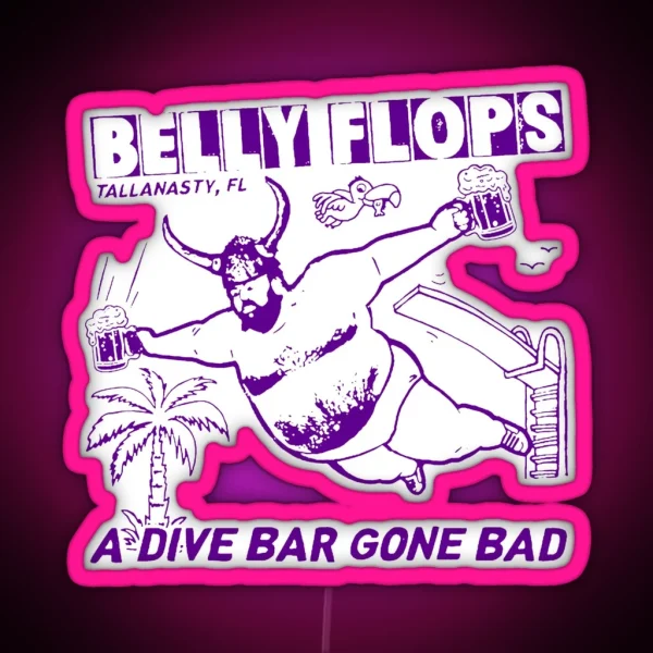 Funny Beer Belly Flop Pub Weird Tequila Mezcal RGB Neon Sign