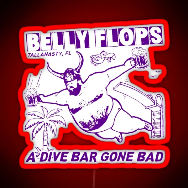 Funny Beer Belly Flop Pub Weird Tequila Mezcal RGB Neon Sign