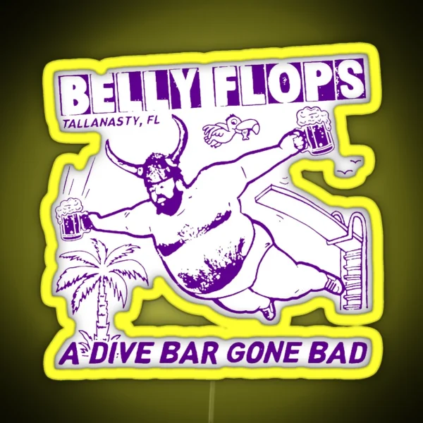 Funny Beer Belly Flop Pub Weird Tequila Mezcal RGB Neon Sign