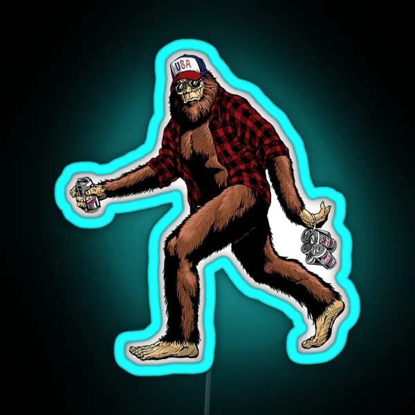 Funny Big Foot Big Foot And Beer Big Foot RGB Neon Sign