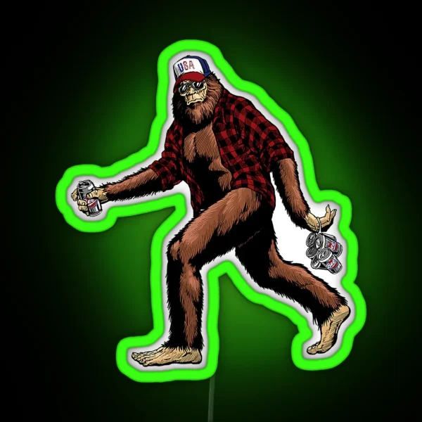 Funny Big Foot Big Foot And Beer Big Foot RGB Neon Sign