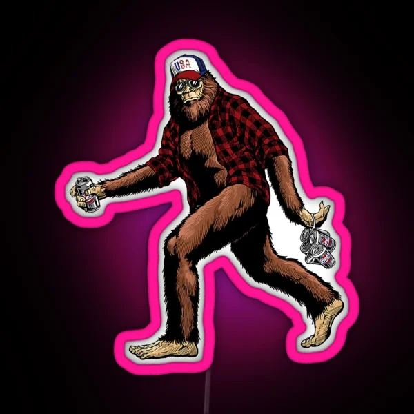 Funny Big Foot Big Foot And Beer Big Foot RGB Neon Sign