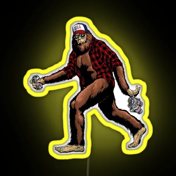 Funny Big Foot Big Foot And Beer Big Foot RGB Neon Sign