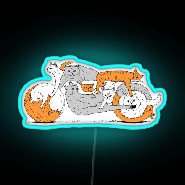 Funny Biker Cat Cafe Racer Motorcycle Kitten Led RGB Neon Sign