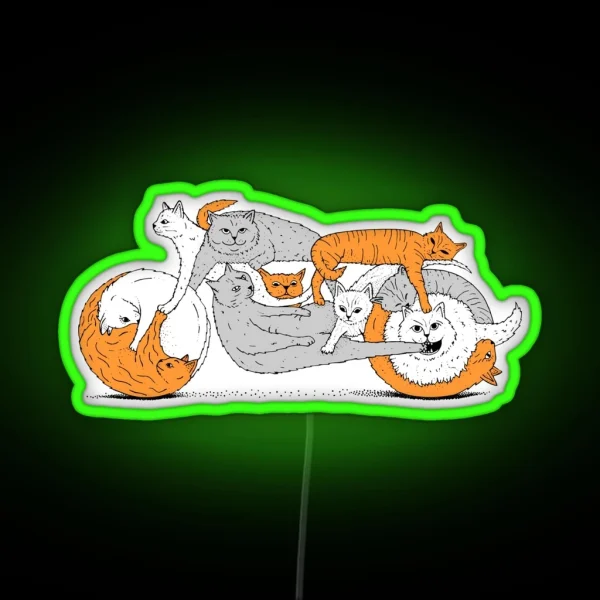 Funny Biker Cat Cafe Racer Motorcycle Kitten Led RGB Neon Sign