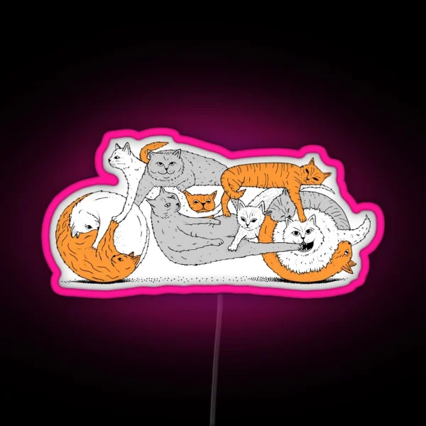 Funny Biker Cat Cafe Racer Motorcycle Kitten Led RGB Neon Sign