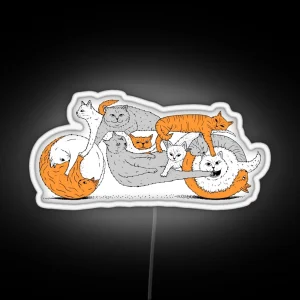 Funny Biker Cat Cafe Racer Motorcycle Kitten Led RGB Neon Sign