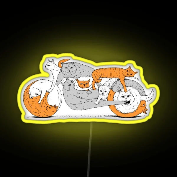 Funny Biker Cat Cafe Racer Motorcycle Kitten Led RGB Neon Sign