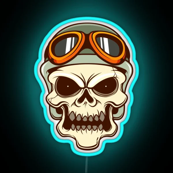 Funny Biker Skull RGB Neon Sign