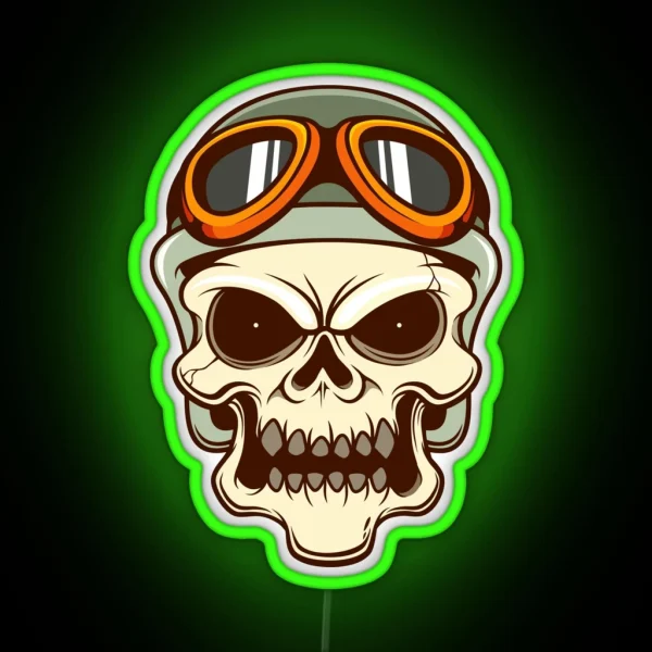 Funny Biker Skull RGB Neon Sign