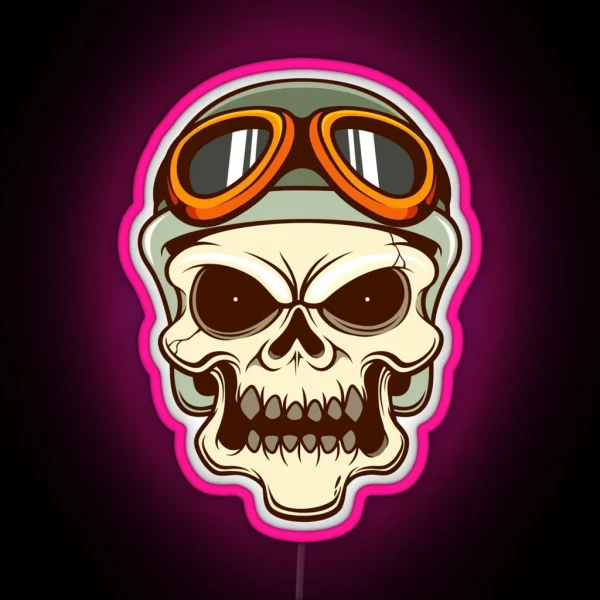 Funny Biker Skull RGB Neon Sign